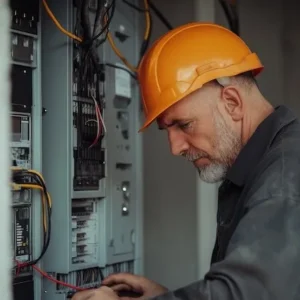 Electrician in Virginia working on an electrical panel